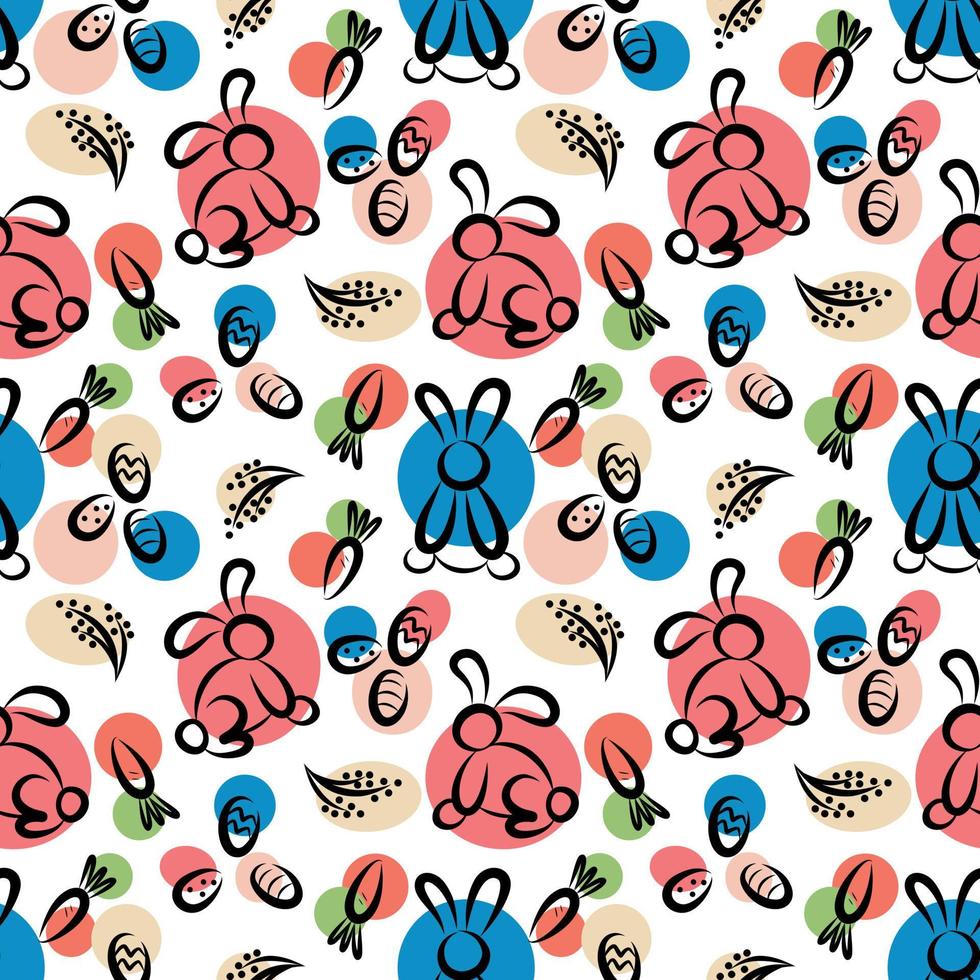 Pattern with bunnies and carrots for Easter vector