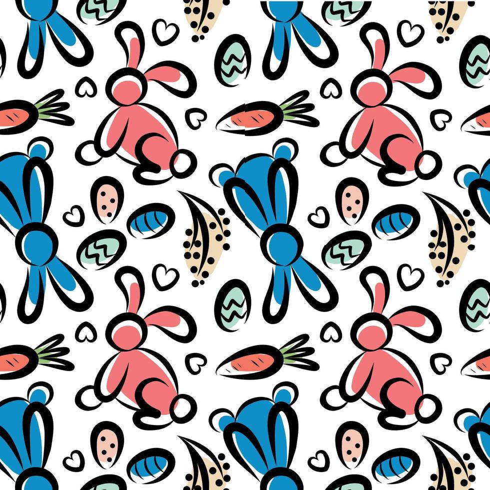 Pattern with bunnies and carrots for Easter vector