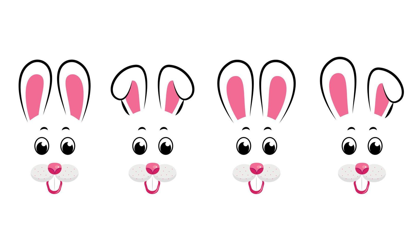 colección de caras de conejitos de pascua. conejitos de páscua vector