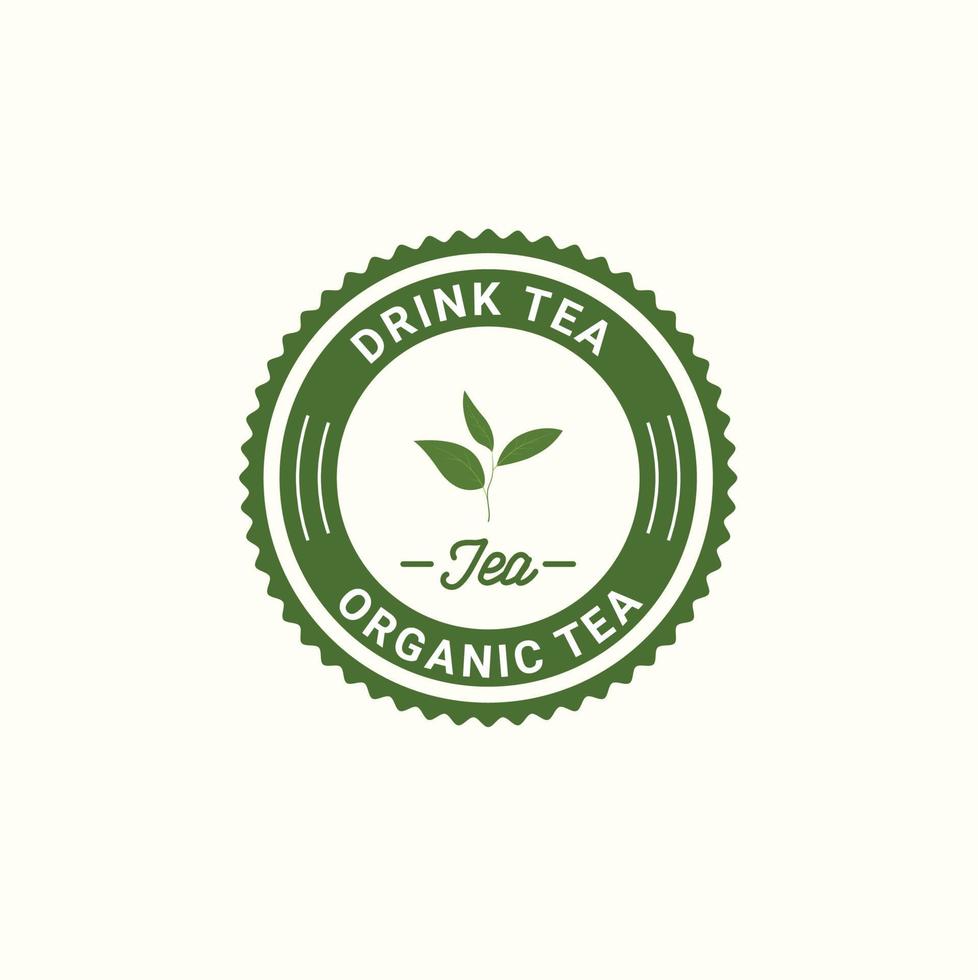 diseño del logotipo de la insignia del sello de té. té de plantillas de formulario de círculo. elemento de diseño, publicidad, envasado de productos de té vector