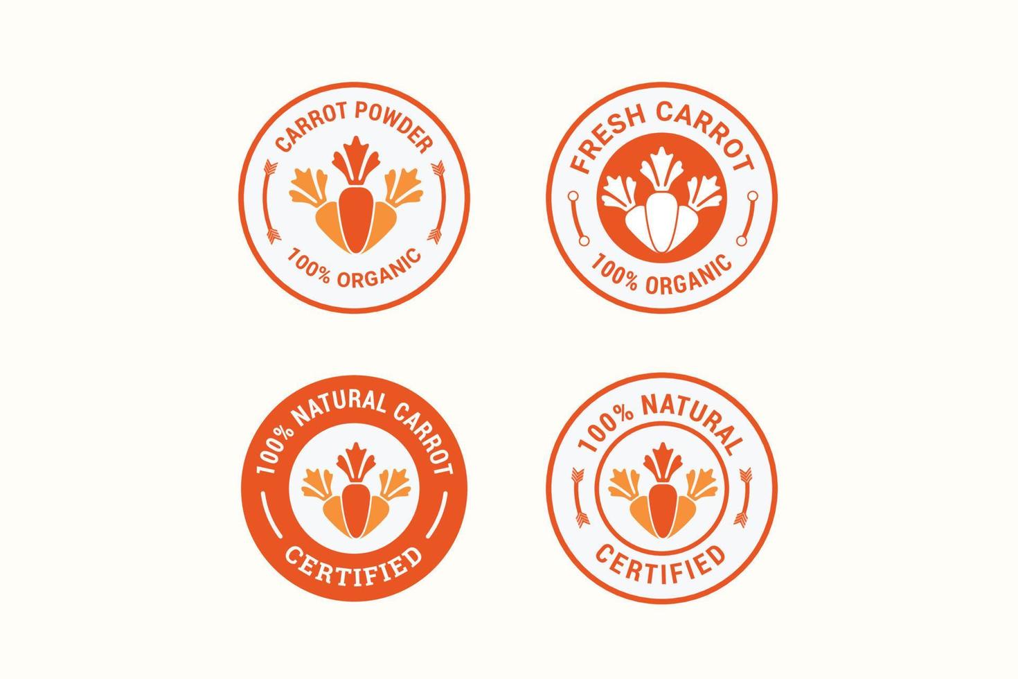 Set of stamps with carrot. Element for design, advertising, packaging of carrot products vector