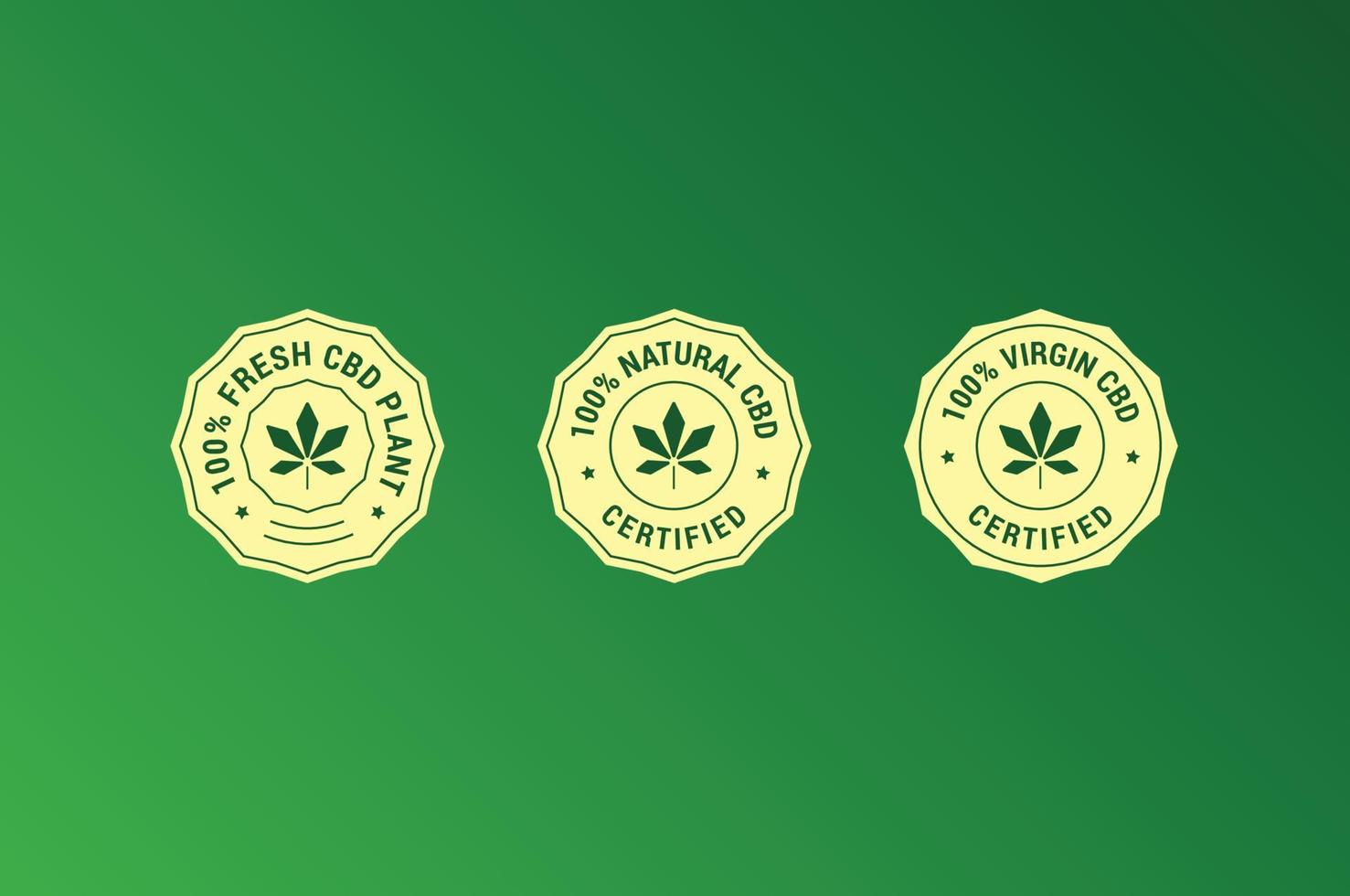 conjunto de sellos vectoriales de marihuana o cannabis o cáñamo, té de plantillas de forma circular. elemento de diseño, publicidad, envasado de productos de té vector