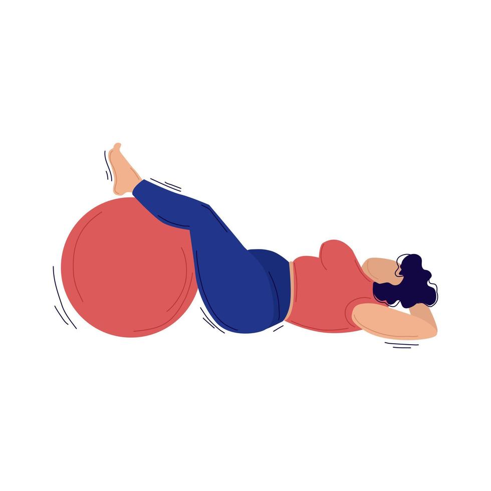 Fat woman plays sports. Flat design. Vector. Isolated background. vector