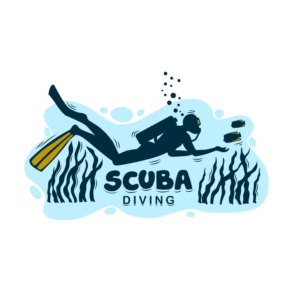 logotipo para el buceo en un fondo aislado. logotipo vectorial o icono para un centro de buceo. vector