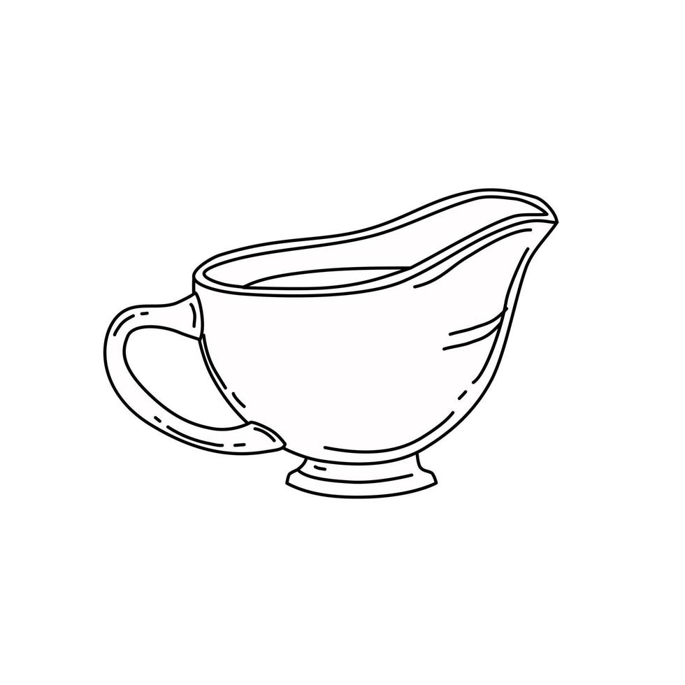 Vector illustration of a gravy boat with cream. Icon. Isolated background.