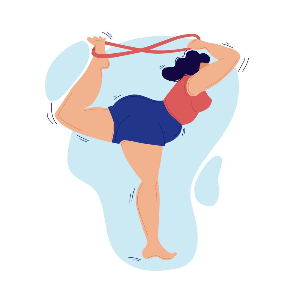 plump woman goes in for sports. Icon.Vector. Isolated background. vector