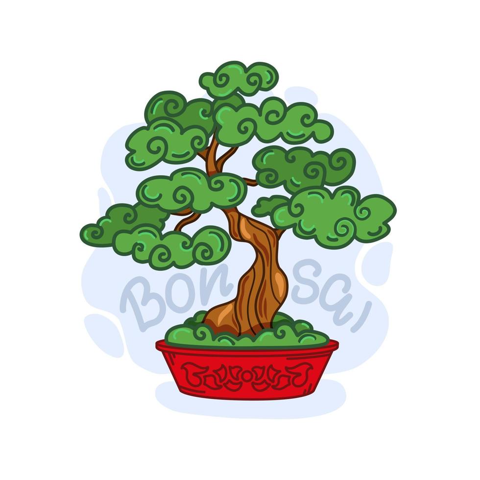 ilustración de vector de dibujos animados de árbol bonsái. fondo aislado.