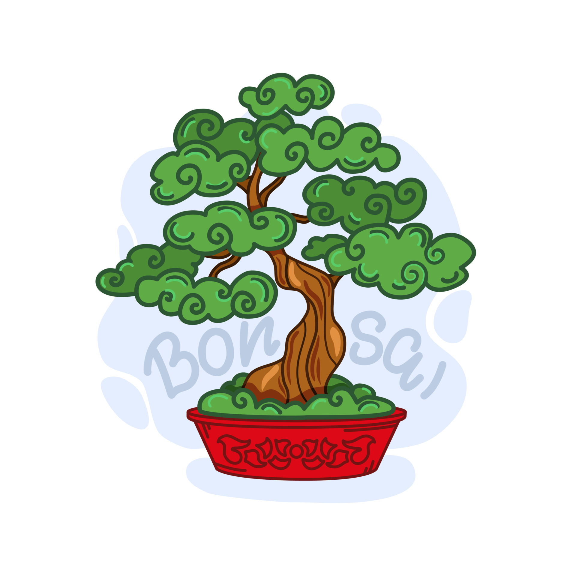 ilustración de vector de dibujos animados de árbol bonsái. fondo aislado.  5850872 Vector en Vecteezy