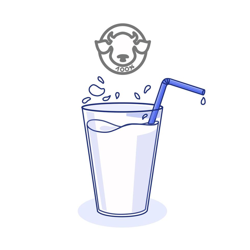 ilustración vectorial de un vaso de leche de vaca aislado en un fondo  blanco. producto lácteo orgánico saludable. dibujos animados lindo icono de  desayuno por la mañana. natural. 5850881 Vector en Vecteezy