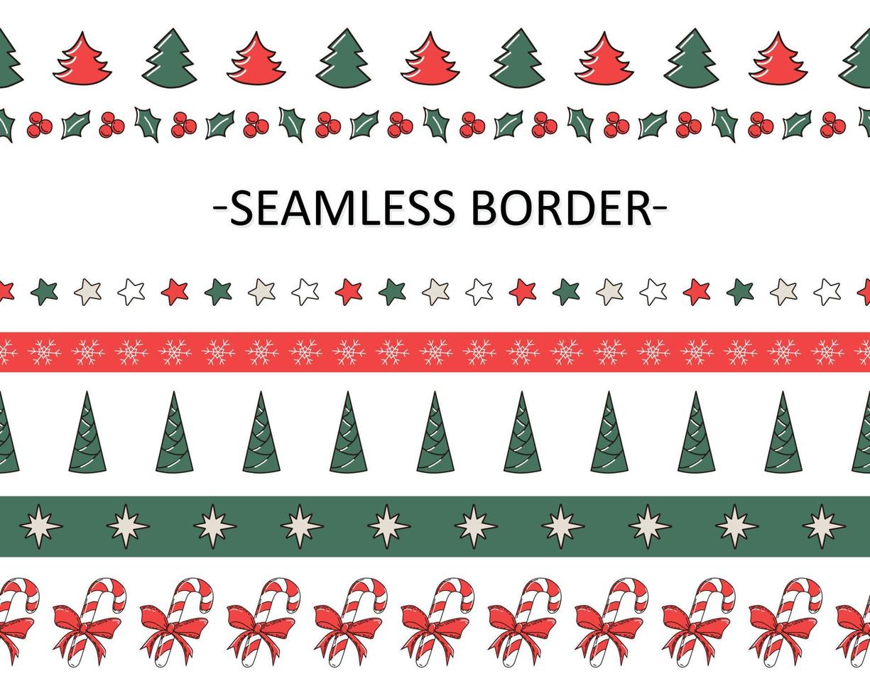 set of Christmas seamless borders. Vector. vector