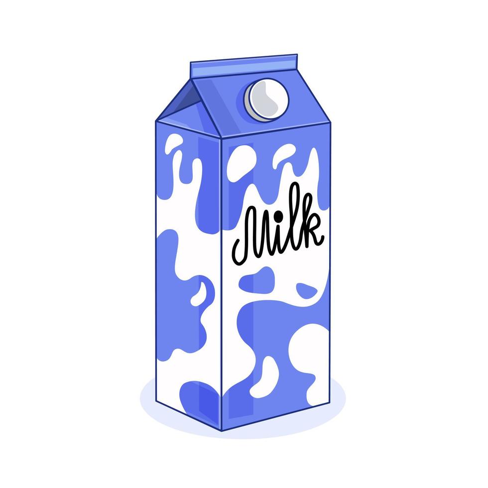 ilustración vectorial de un cartón de leche aislado en un fondo blanco. producto lácteo orgánico saludable. dibujos animados. vector