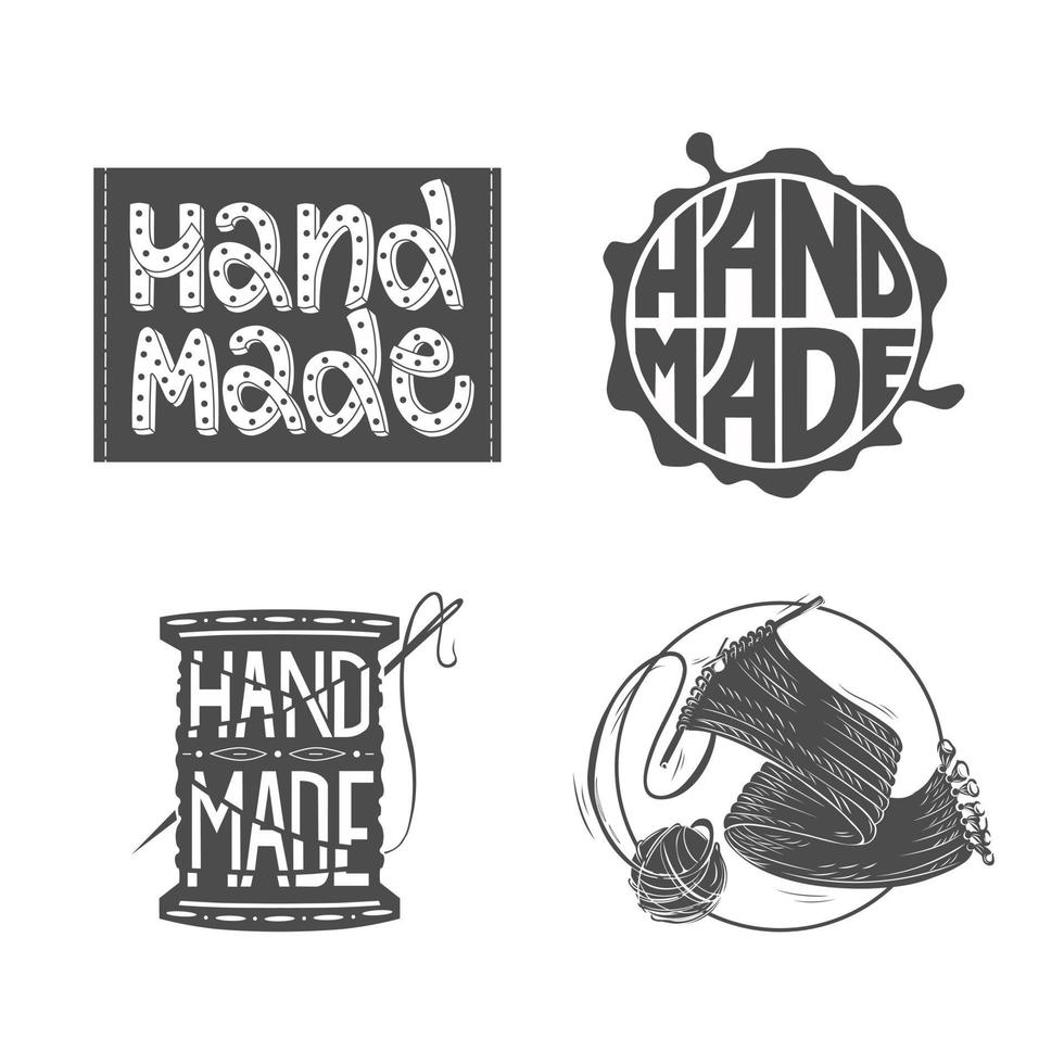 Set of vector logos Handmade design. Workshop, shop graphic design.