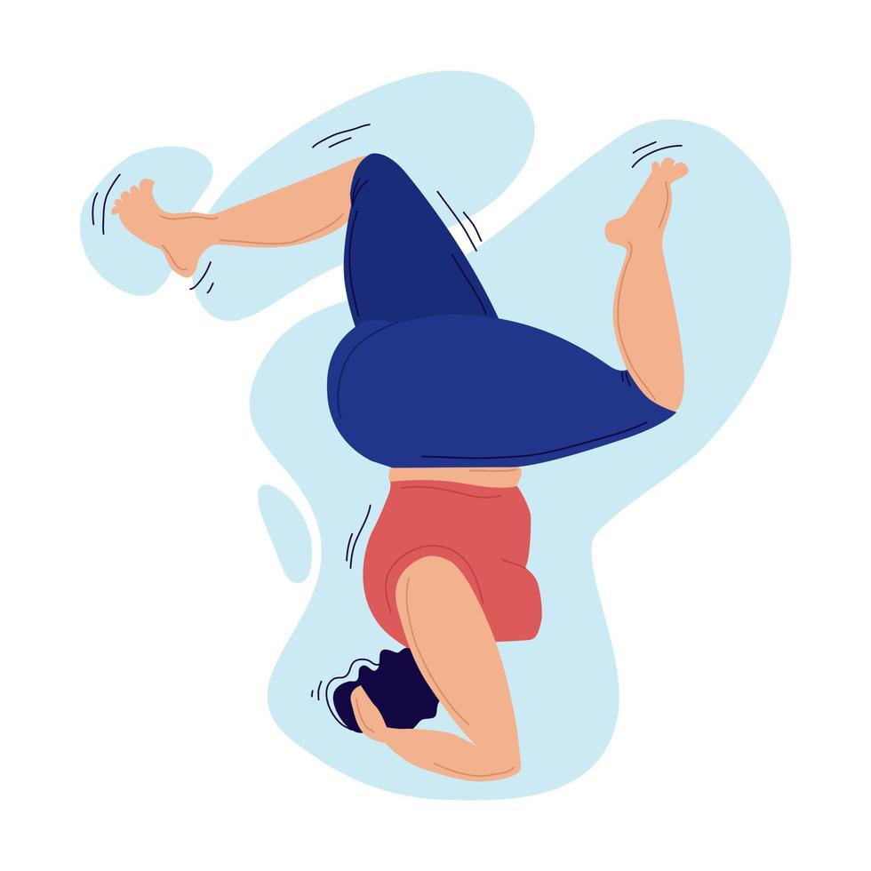 Vector illustration of a plump woman doing sports. Gymnastics. The concept of a healthy lifestyle. Icon. Isolated background.