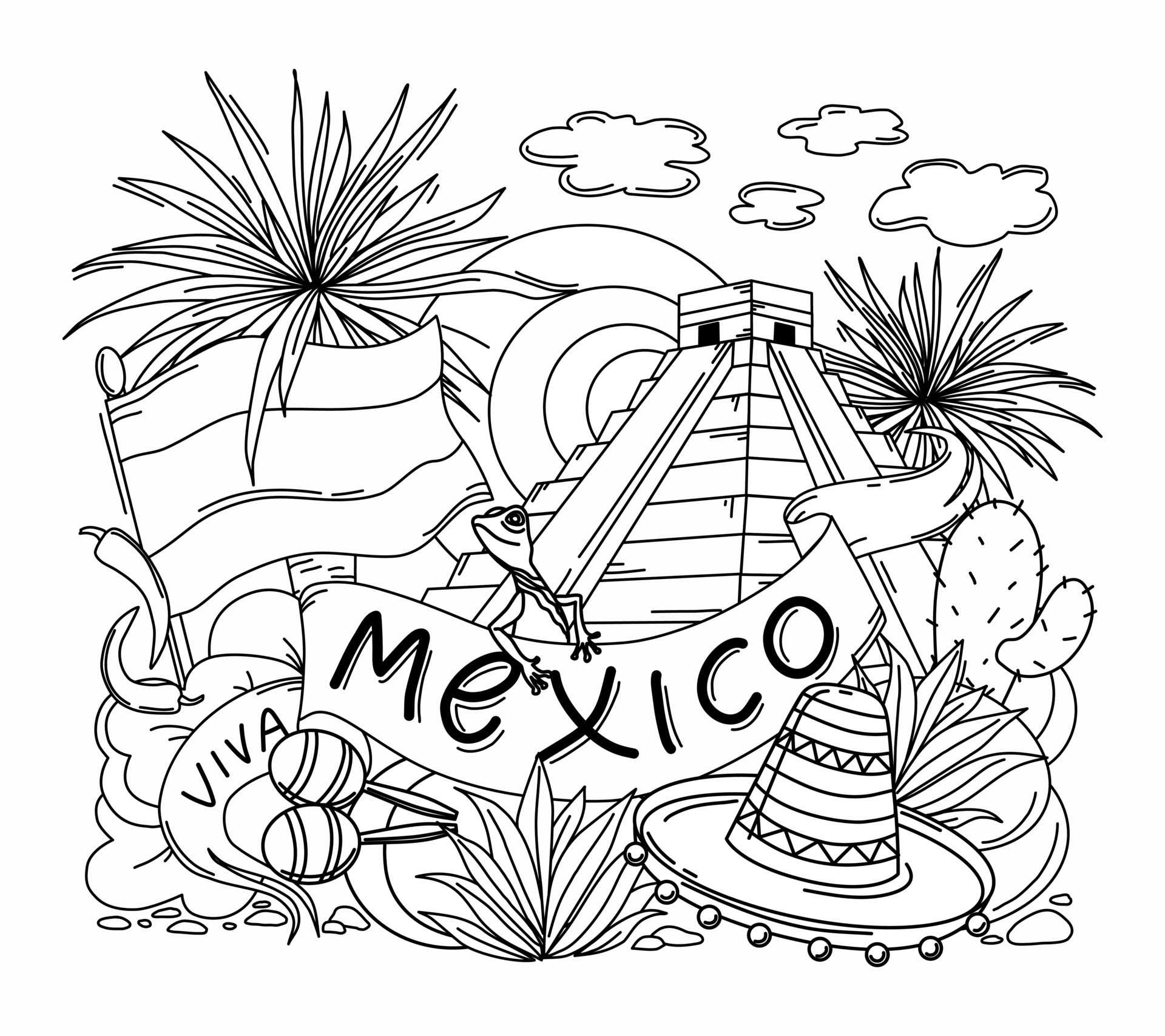 flag of mexico coloring pages for kids