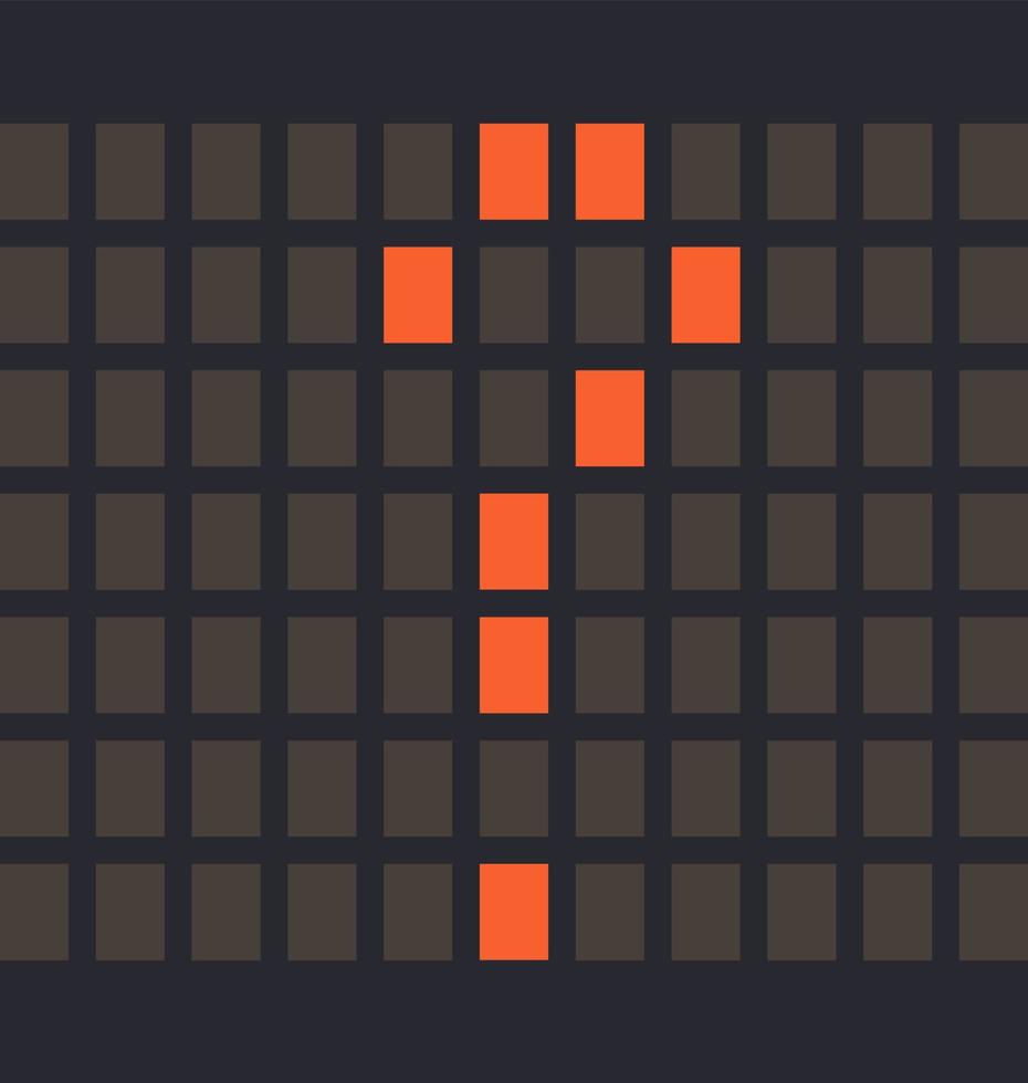Letter Symbol Question Mark Led orange color and a dark background, Vector illustration