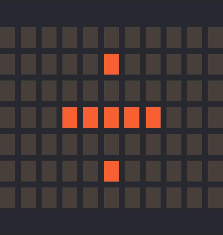 símbolo de letra dividir LED de color naranja y un fondo oscuro, ilustración vectorial vector