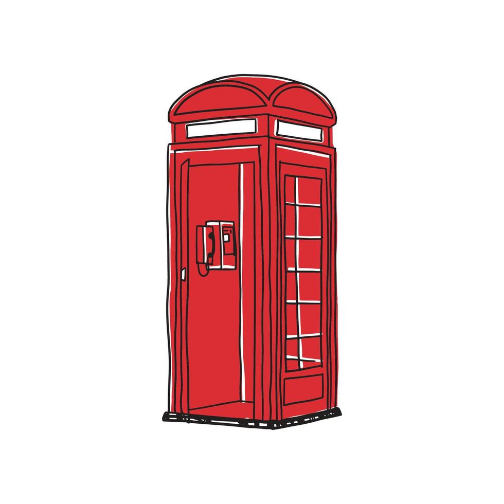 Classic British Red Phone Booth simple vector clip art