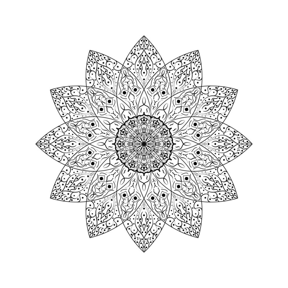 Black and white hexagonal ethnic pattern. Tribal zen tangle. Adult coloring book. Mandala ornament. Delicate snowflake vector