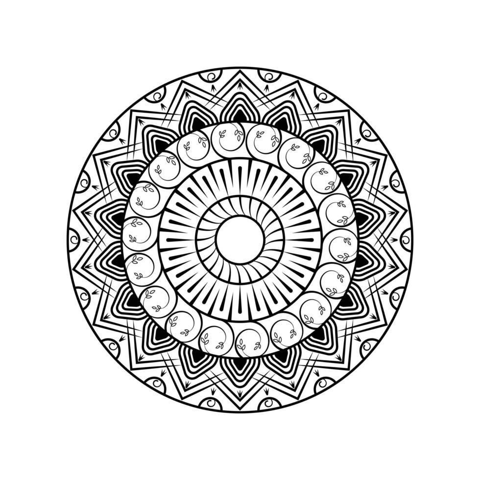 Black and white round ethnic mandala, vector illustration on white background. Can be used for coloring book, greeting card, phone case print, etc. Islam, Arabic, Pakistan, Moroccan, Turkish motifs. 5851887 Vector Art black-and-white-round-ethnic-mandala-vector-illustration-on-white-background-can-be-used-for-coloring-book-greeting-card-phone-case-print-etc-islam-arabic-pakistan-moroccan-turkish-motifs-5851887-vector-art
