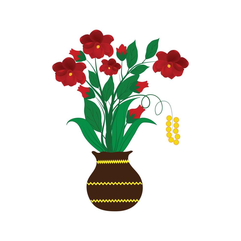 decoración floral en florero clásico vector de flor roja en ilustración