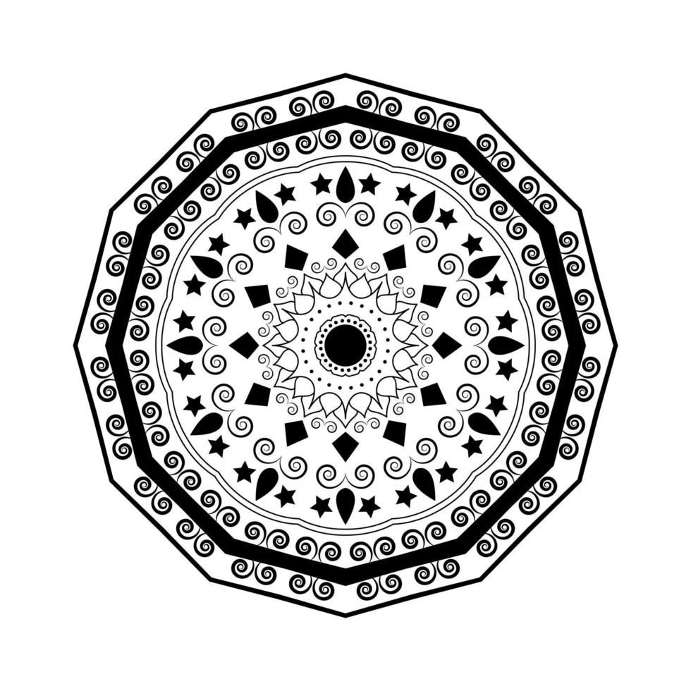 Mandala pattern black and white. Islam, Arabic, Pakistan, Moroccan, Turkish, Indian, Spain motifs. Hand drawn background. Can be used for coloring book, greeting card.vector in illustration vector