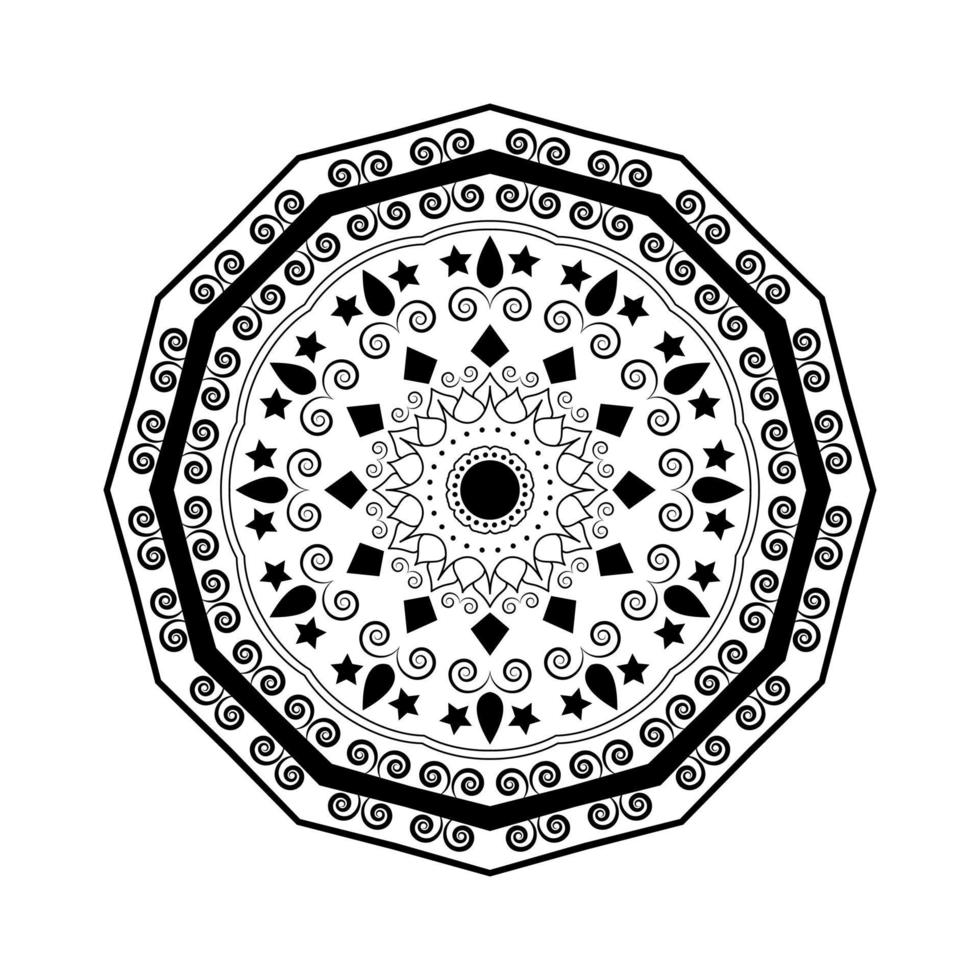 patrón de mandala en blanco y negro. motivos islámicos, árabes, paquistaníes, marroquíes, turcos, indios y españoles. fondo dibujado a mano. se puede utilizar para colorear, tarjeta de felicitación.vector en la ilustración vector