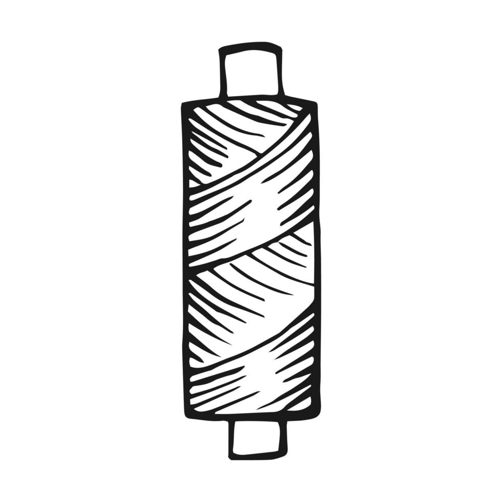 Bobbins with threads for sewing. Hand drawn illustration converted to vector. vector