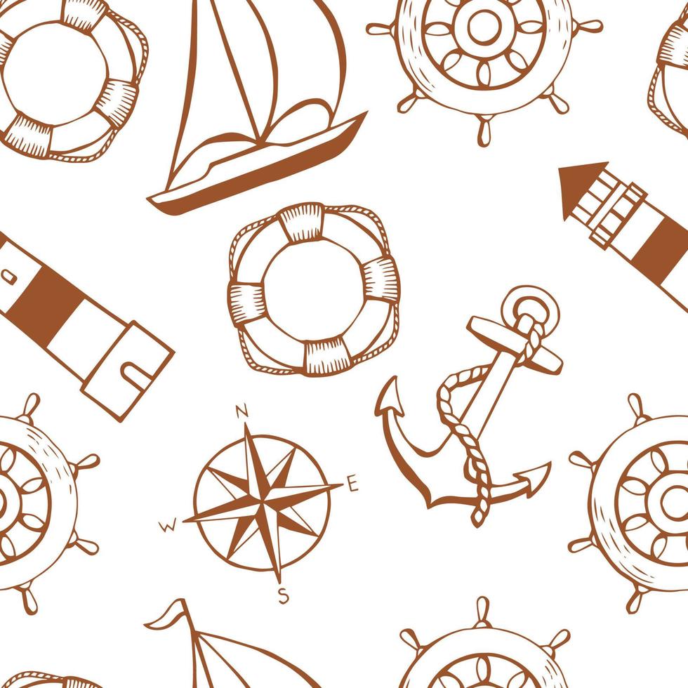 Seamless pattern with marine objects. Sea or ocean underwater life ...