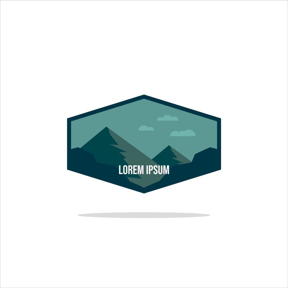 Outdoor Adventure vintage label, badge, logo or emblem. with mountains and forest silhouette. Vector illustration.