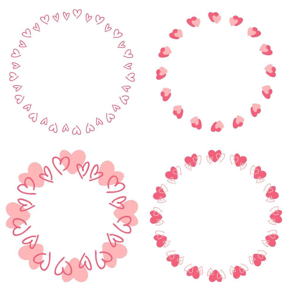 Doodle heart frame template concept collection. Modern vector illustration.