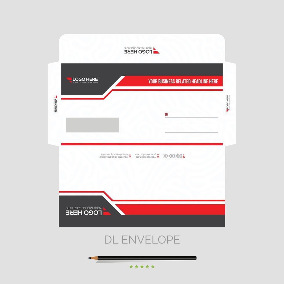 red and black colored vector DL Envelope design