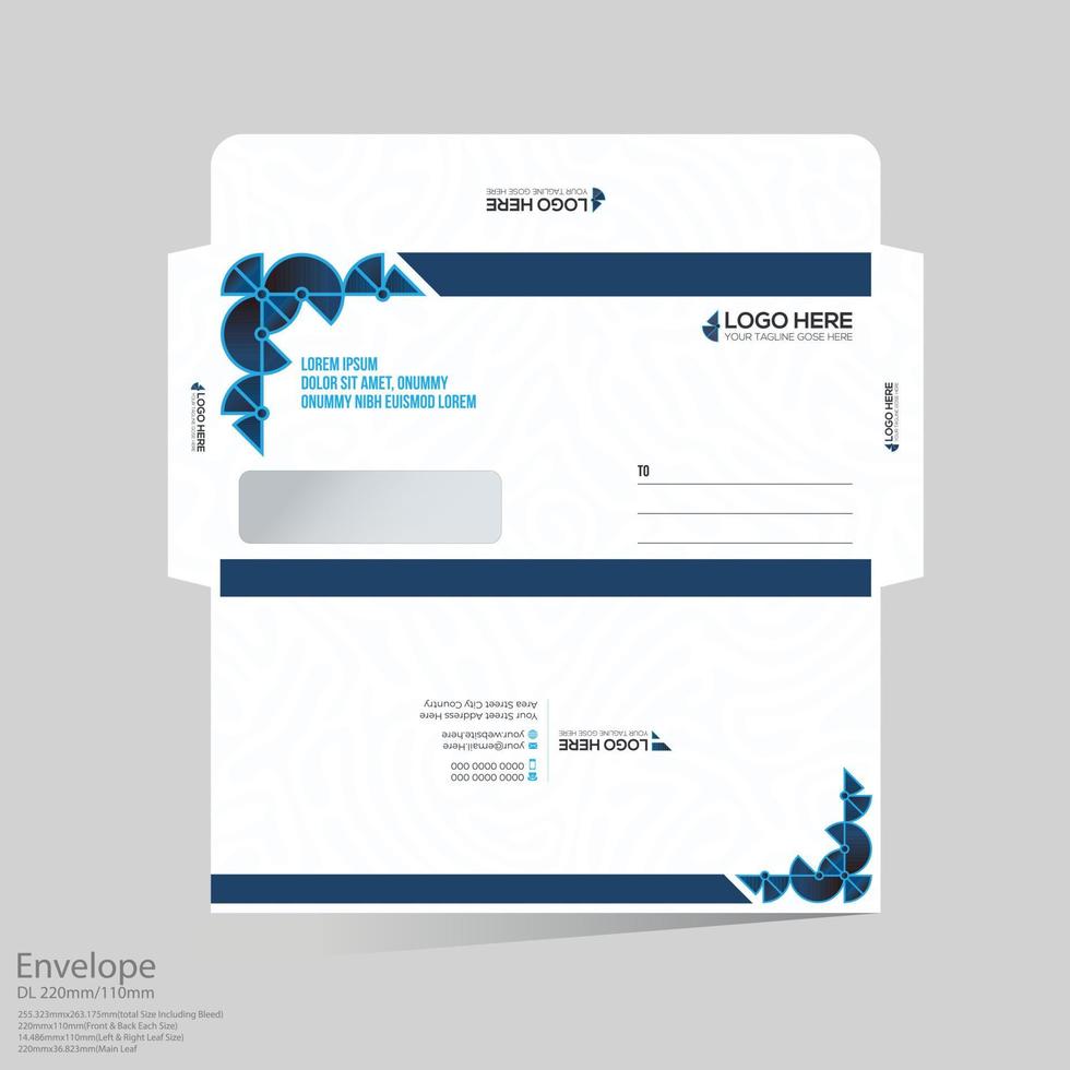 cyan colored vector DL Envelope design