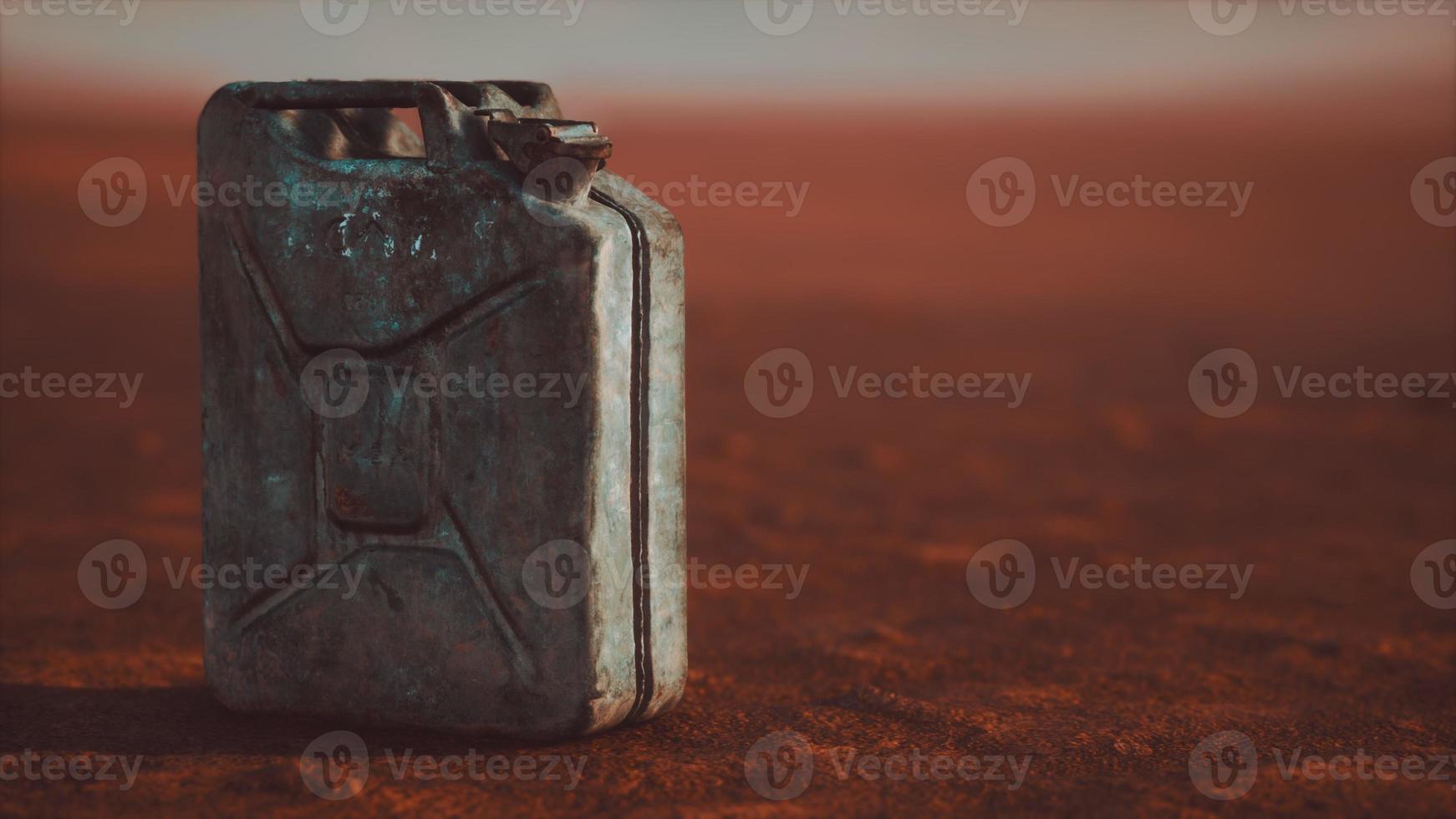 old rusty fuel canister in the desert photo