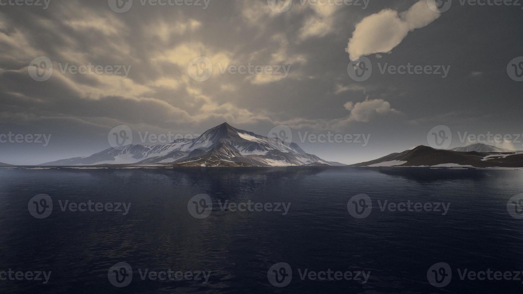 Mountains covered with ice in Antarctic landscape photo