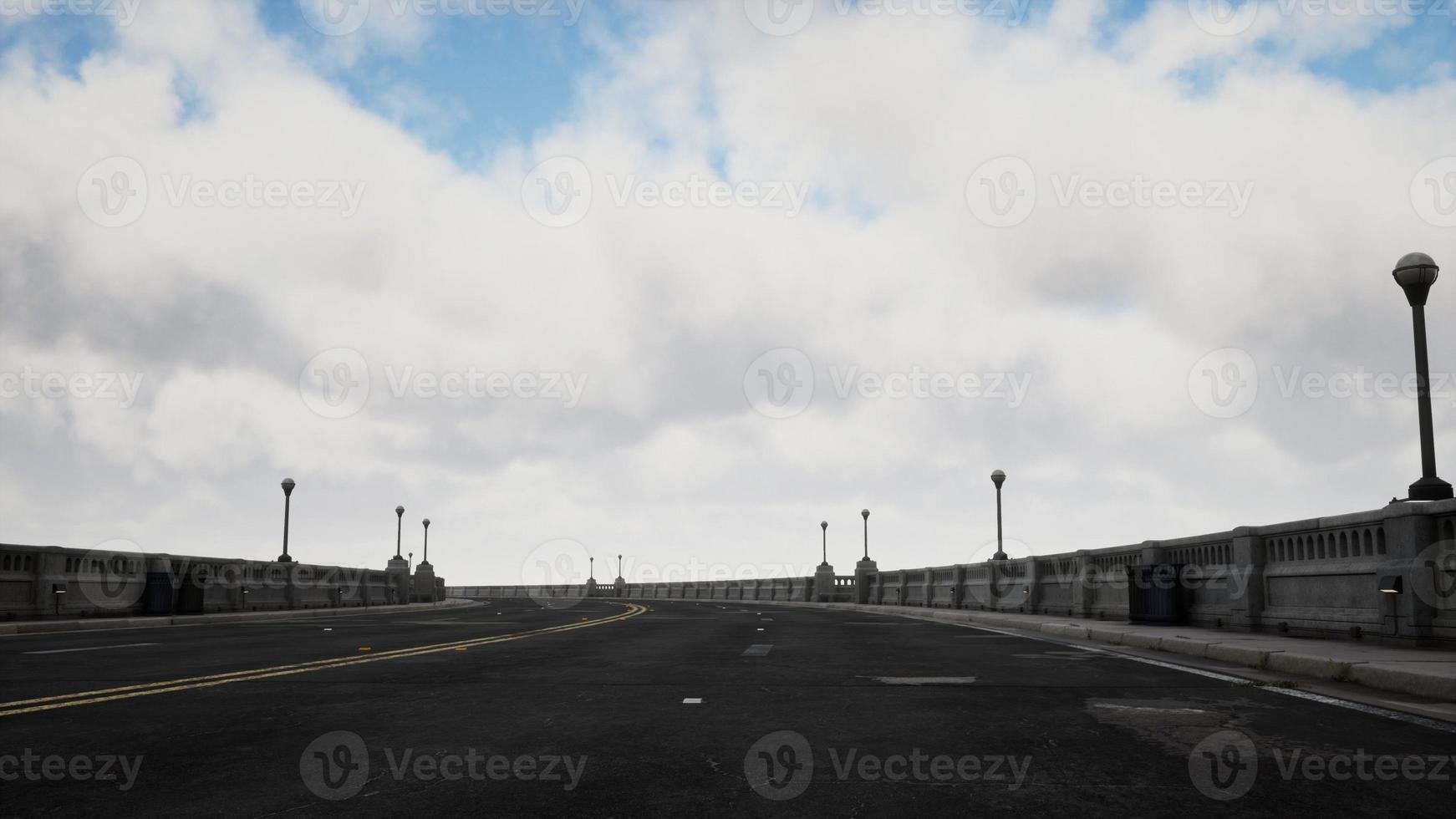 long bridge in misty fog photo