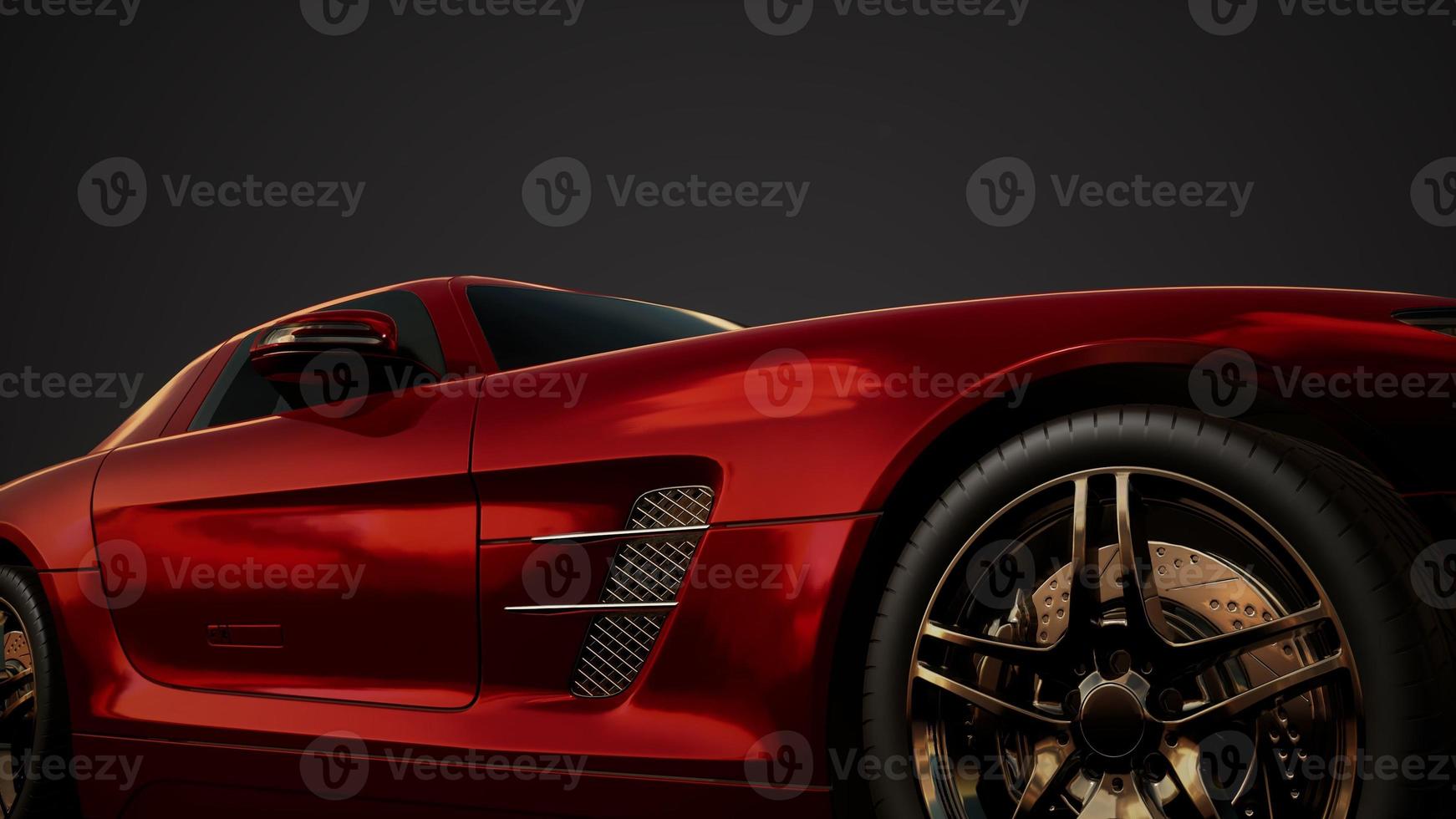 luxury sport car in dark studio with bright lights photo