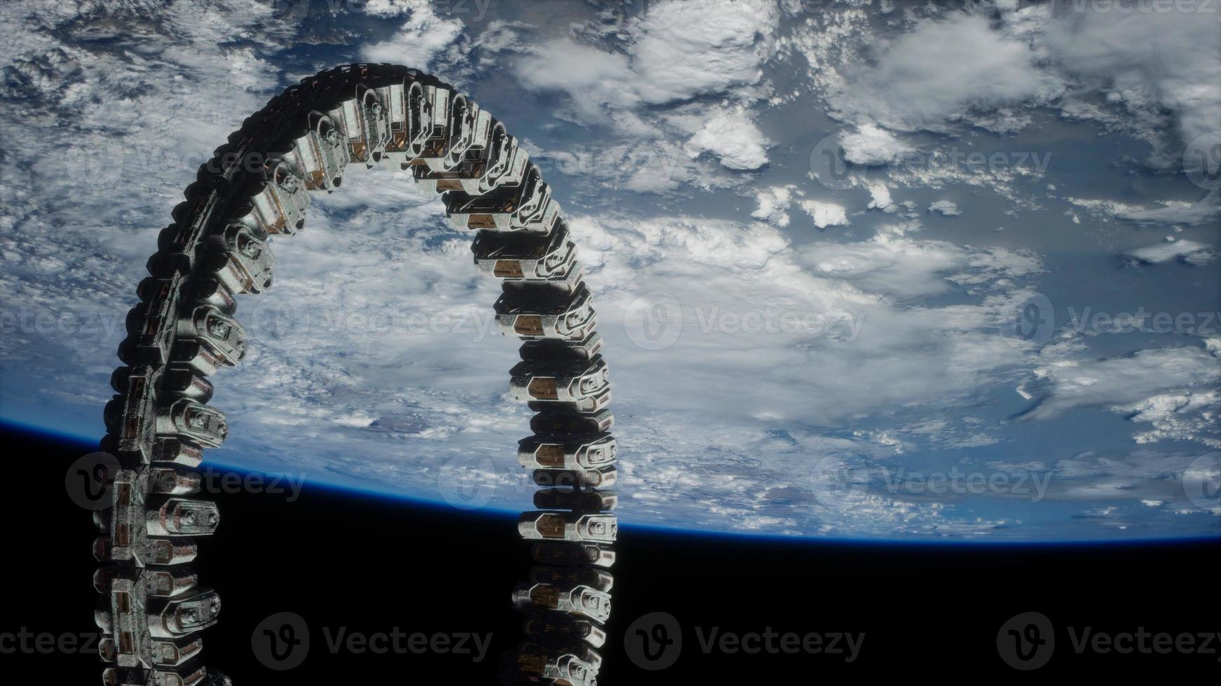 futuristic space station on Earth orbit photo