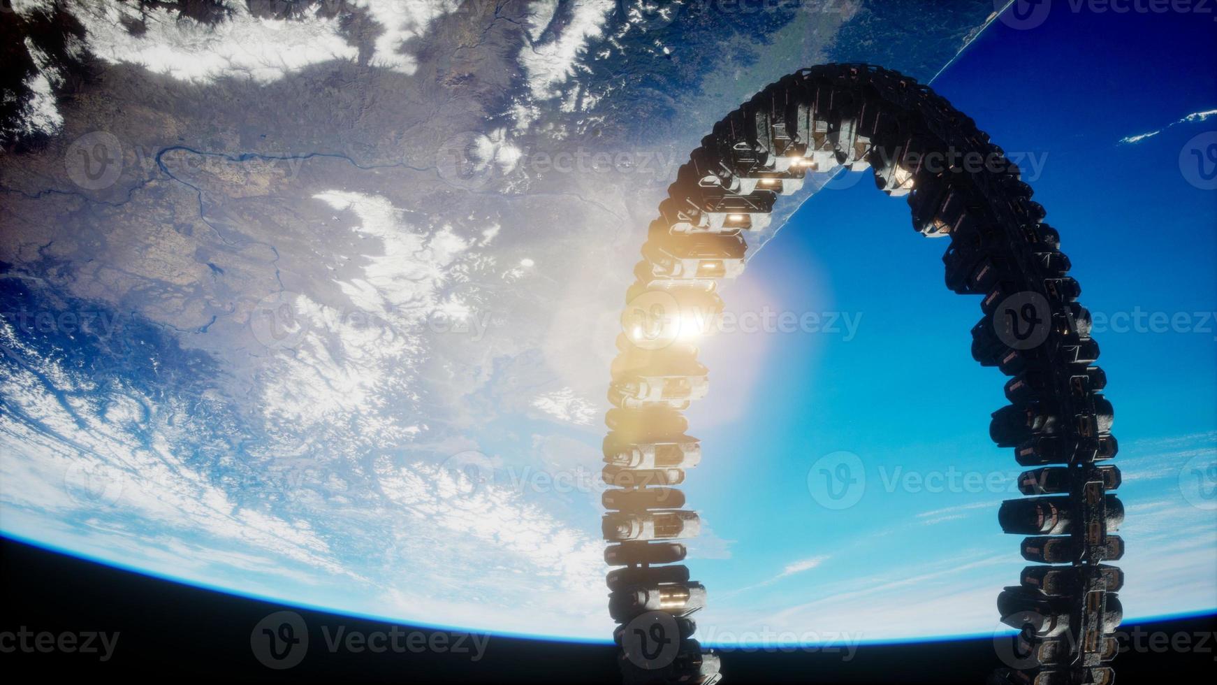 futuristic space station on Earth orbit photo