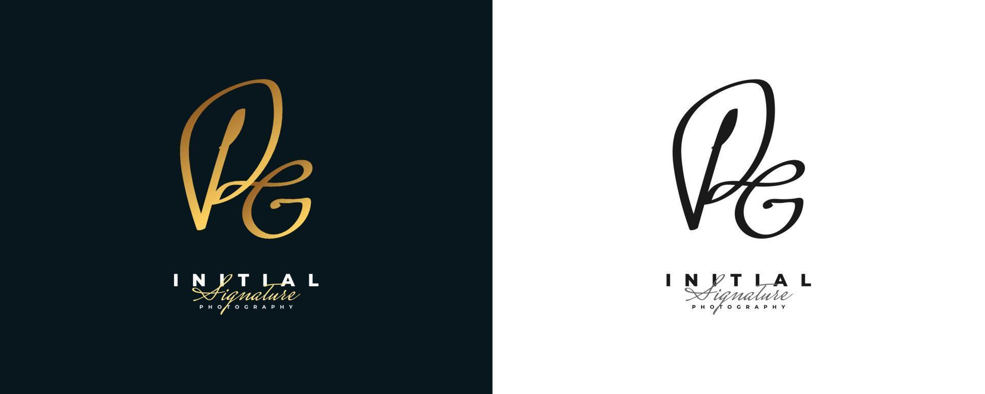 Initial D and G Logo Design with Elegant and Minimalist Gold Handwriting Style. DG Signature Logo or Symbol for Wedding, Fashion, Jewelry, Boutique, and Business Identity vector