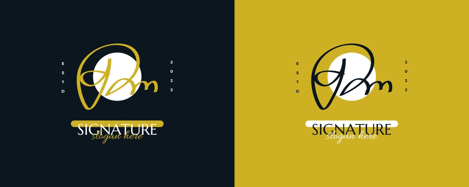 diseño inicial del logotipo d y m con un estilo de escritura elegante y minimalista. logotipo o símbolo de la firma dm para bodas, moda, joyería, boutique e identidad comercial vector