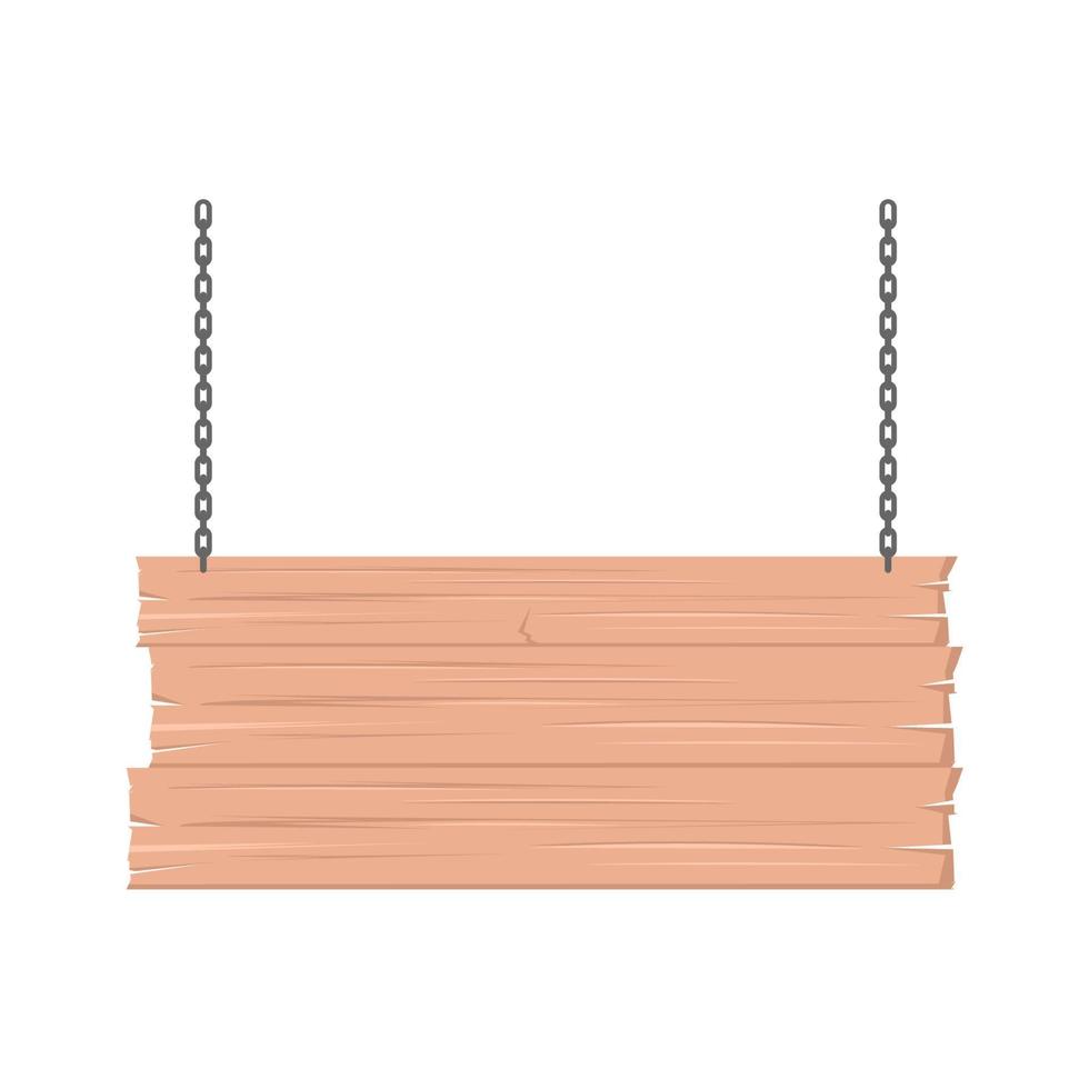 wooden sign and chain vector illustration