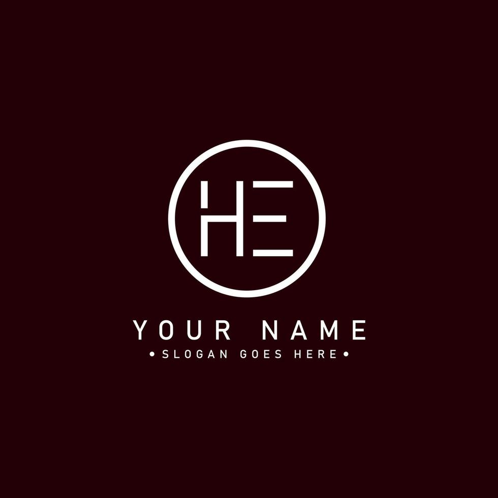 Initial Letter HE Logo - Minimal Business Logo for Alphabet H and E vector