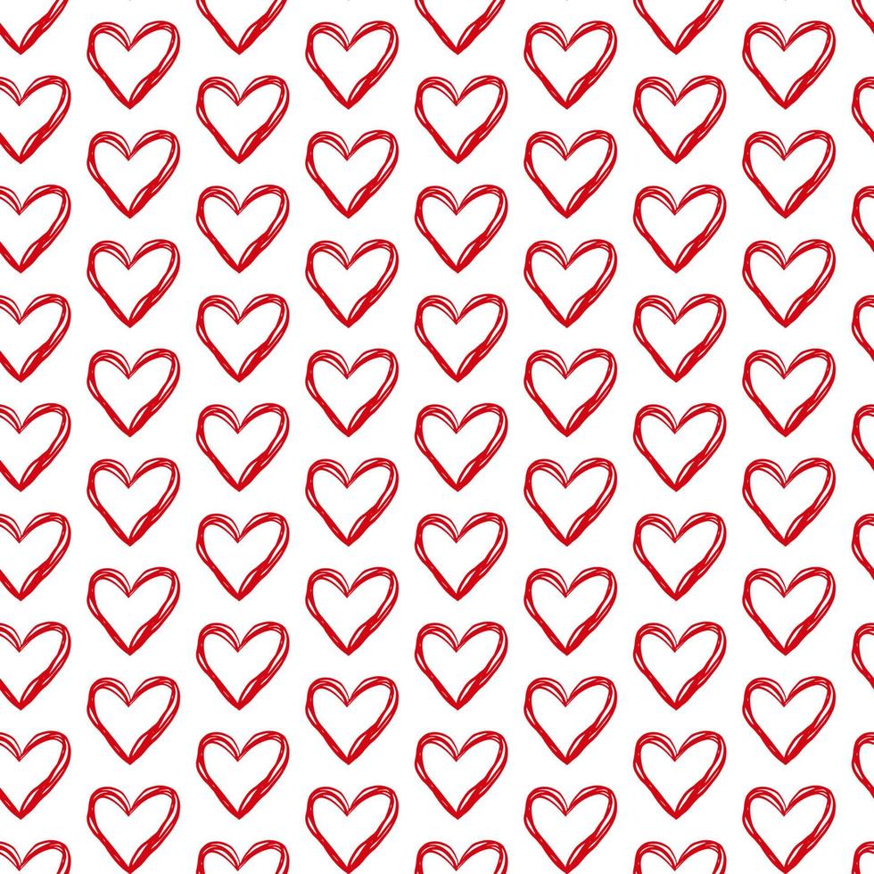 Cute hand drawn Valentine's hearts seamless pattern background. Decorative doodle love heart shape in sketch style. Scribble ink hearts icon for wedding design, wrapping, ornate and greeting cards vector