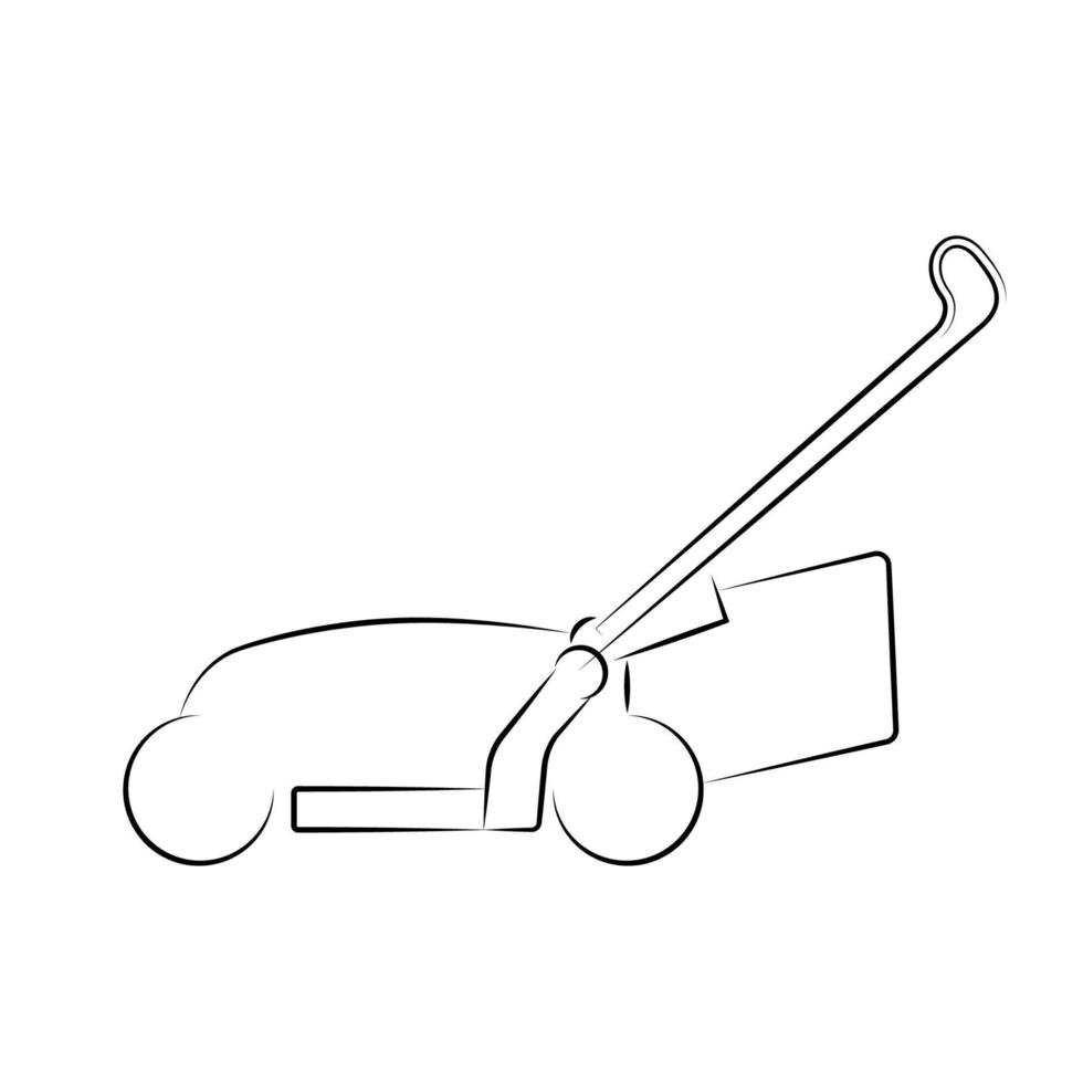 plantilla de diseño de logotipo de cortadora de césped. arte lineal. concepto de servicio de jardinería. plantilla para servicio de corte de césped. vector