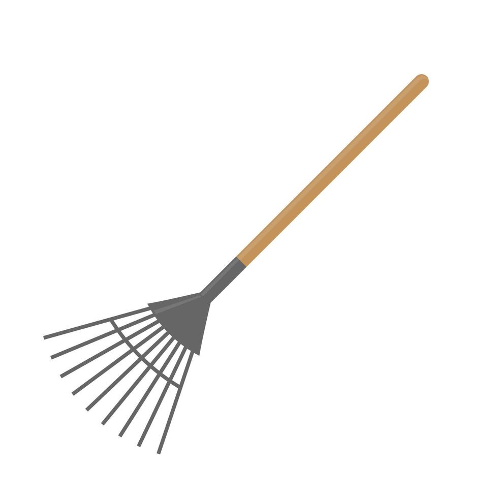 Garden rake with wooden handle. Gardening tool in flat style. 5854382 ...
