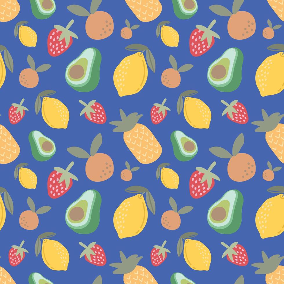 lindas frutas tropicales cosas diseño sin costuras vector