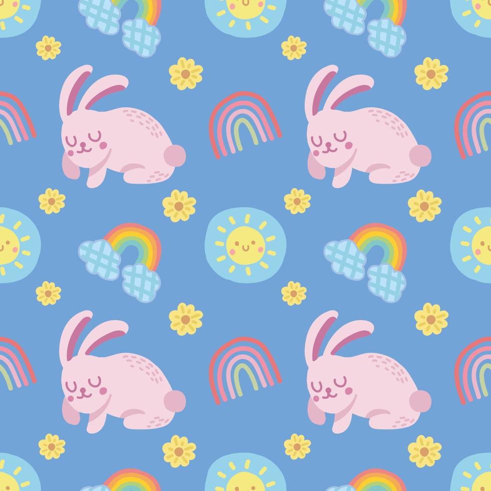 rabbit and cute stuffs seamless for easter day vector