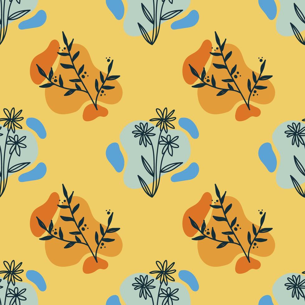 florals doodle art seamless art pattern vector