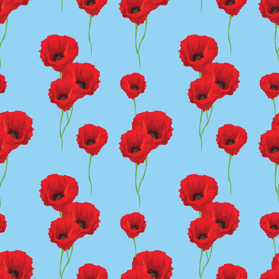 red florals seamless pattern vector