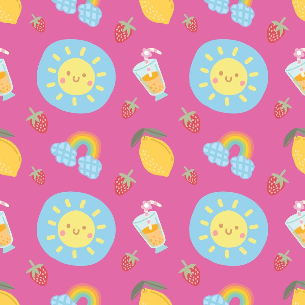 sun and rainbow cute things seamless design vector